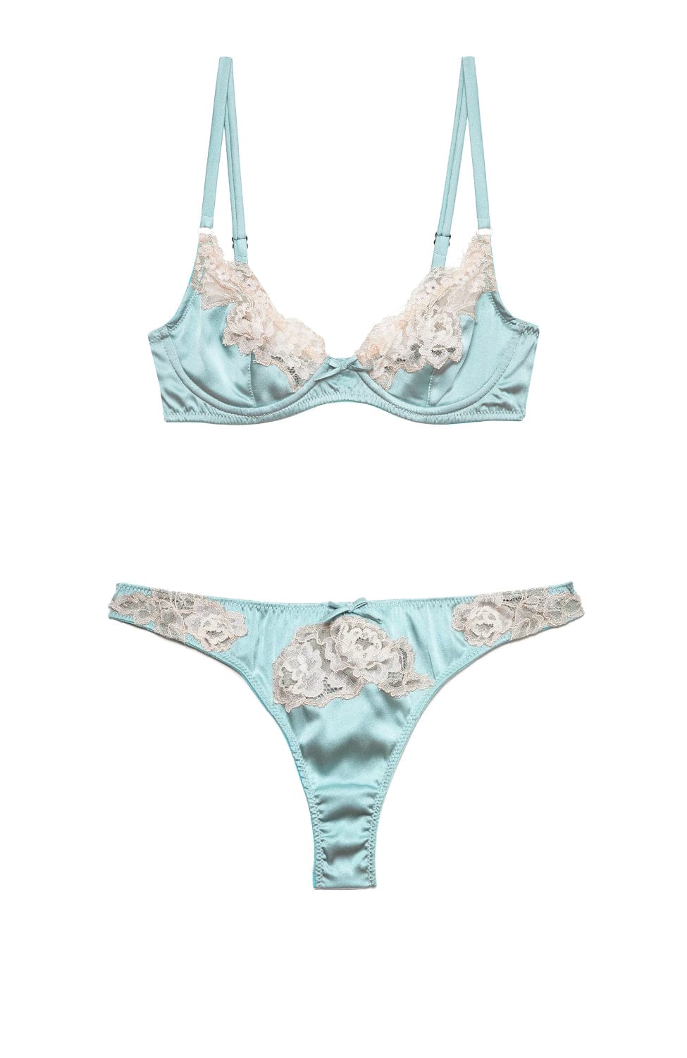 Sheer Lingerie Fleur Du Mal Lingerie Sets Juliet Lace Demi Bra and Thong Set