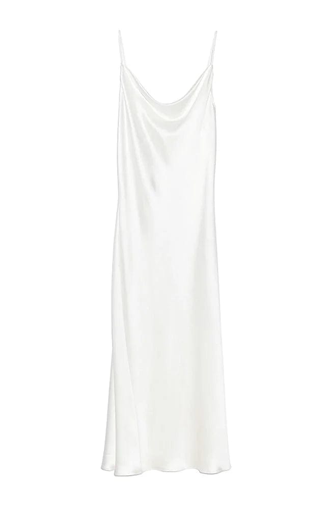 Sheer Lingerie Fleur du Mal Loungewear White / 1001 / XS Cowl Neck Long Slip Dress