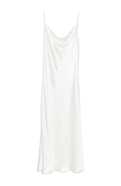 Sheer Lingerie Fleur du Mal Loungewear White / 1001 / XS Cowl Neck Long Slip Dress