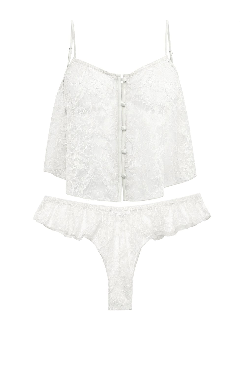 Sheer Lingerie Fleur Du Mal Loungewear Jasmine Lace Lace Flutter Cami Set