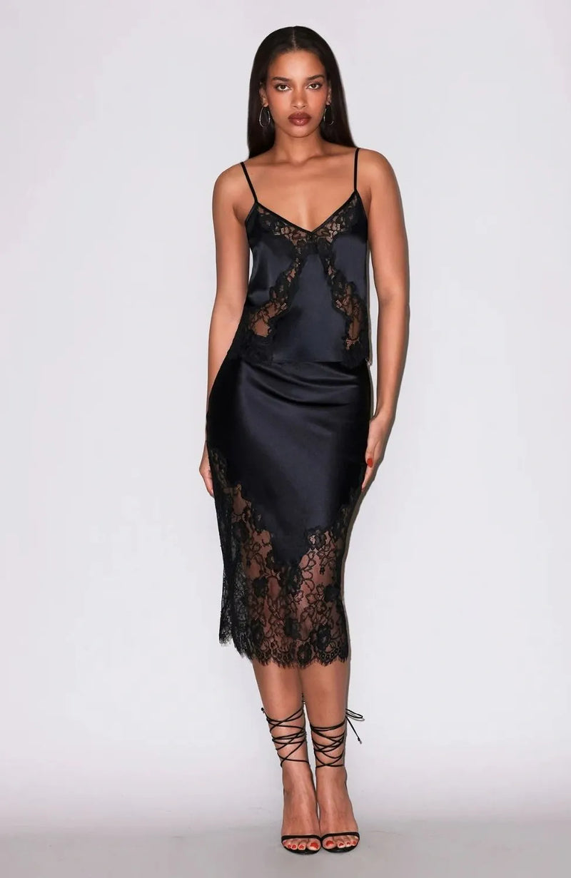 Sheer Lingerie Fleur Du Mal Loungewear Juliet Lace Silk Skirt