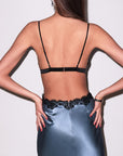 Sheer Lingerie Fleur Du Mal Loungewear Silk and Lace Cutout Slip
