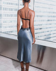 Sheer Lingerie Fleur Du Mal Loungewear Silk and Lace Cutout Slip