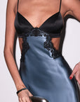 Sheer Lingerie Fleur Du Mal Loungewear Silk and Lace Cutout Slip