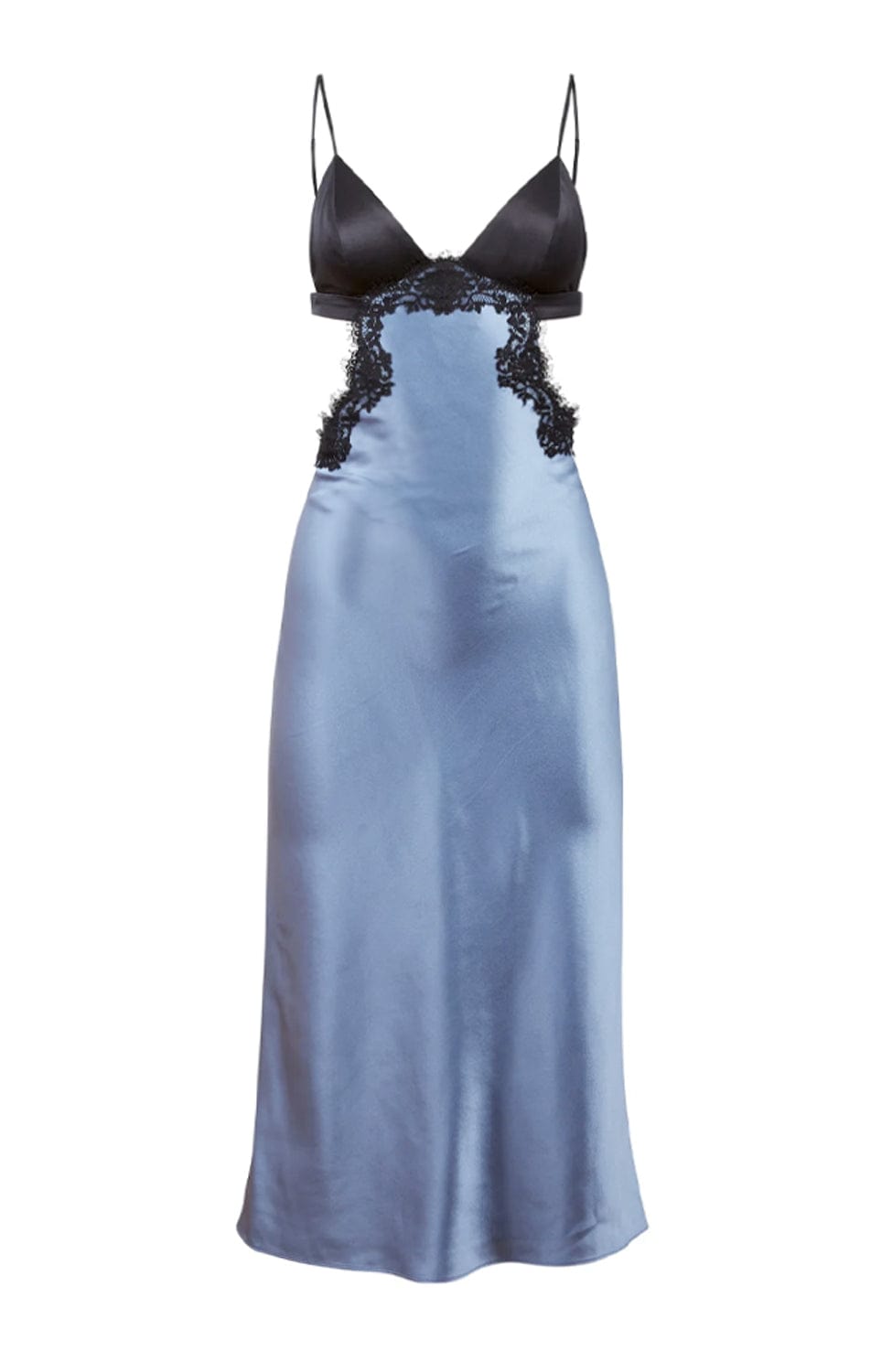 Sheer Lingerie Fleur Du Mal Loungewear Blue Haze / XS Silk and Lace Cutout Slip