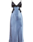 Sheer Lingerie Fleur Du Mal Loungewear Blue Haze / XS Silk and Lace Cutout Slip