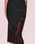 Sheer Lingerie Fleur Du Mal Loungewear Silk and Lace Scallop Midi Skirt