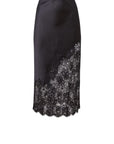 Sheer Lingerie Fleur Du Mal Loungewear Silk and Lace Scallop Midi Skirt