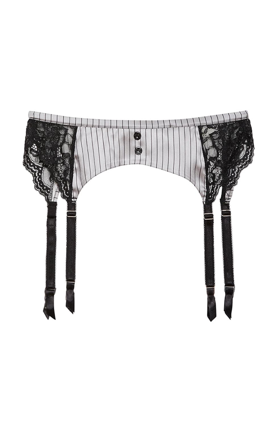 Sheer Lingerie Fleur du Mal Underwear Ash Pinstripe / 1 Executive Garter