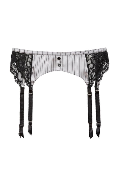 Sheer Lingerie Fleur du Mal Underwear Ash Pinstripe / 1 Executive Garter