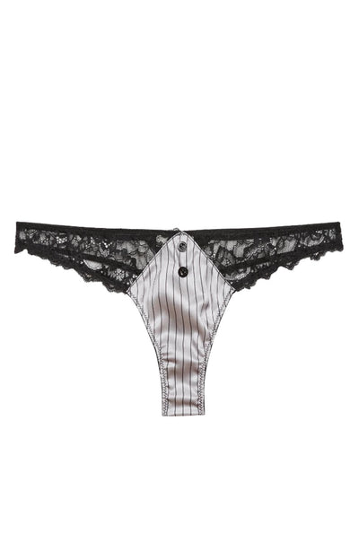 Sheer Lingerie Fleur du Mal Underwear Ash Pinstripe / 1 Executive Thong