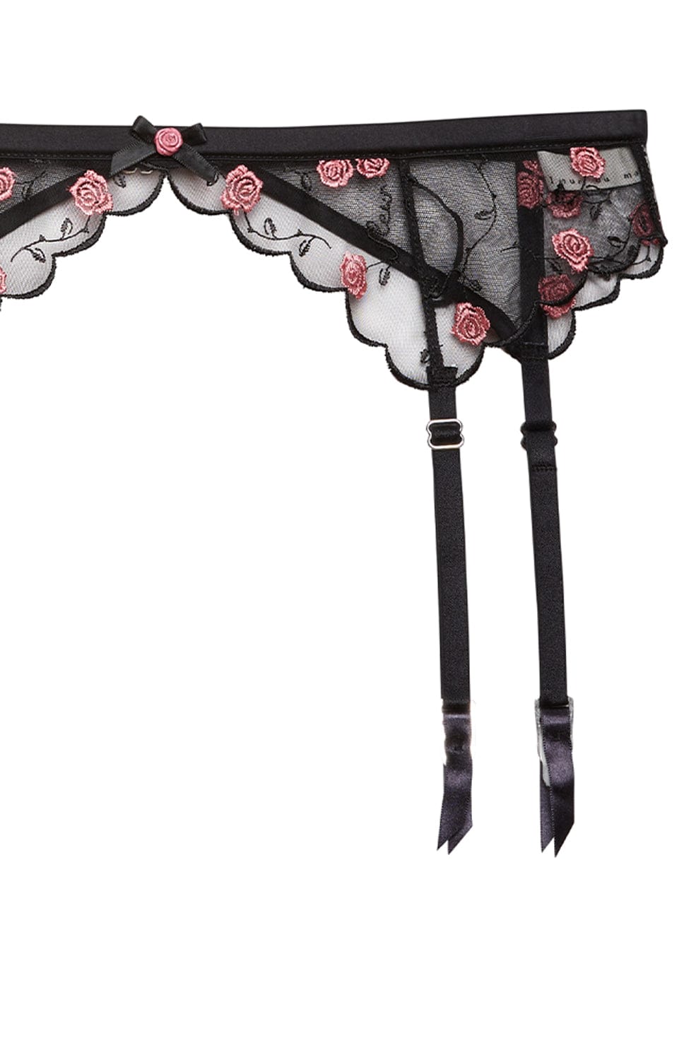 Sheer Lingerie Fleur du Mal Underwear Rose and Vine Embroidery Garter