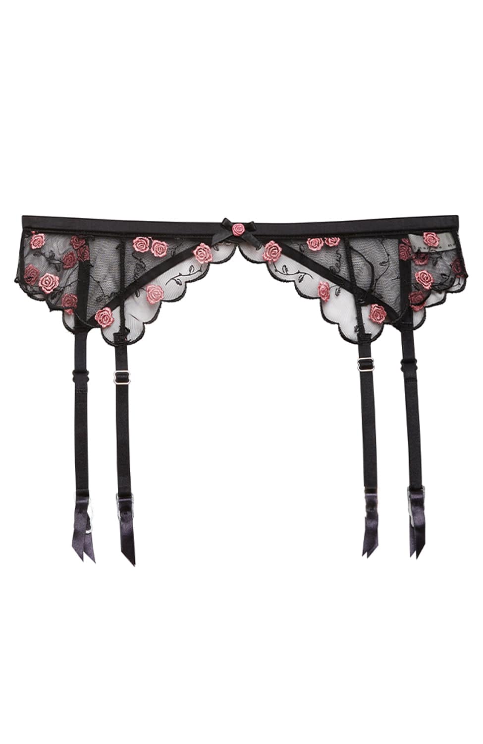 Sheer Lingerie Fleur du Mal Underwear Black / 1 Rose and Vine Embroidery Garter