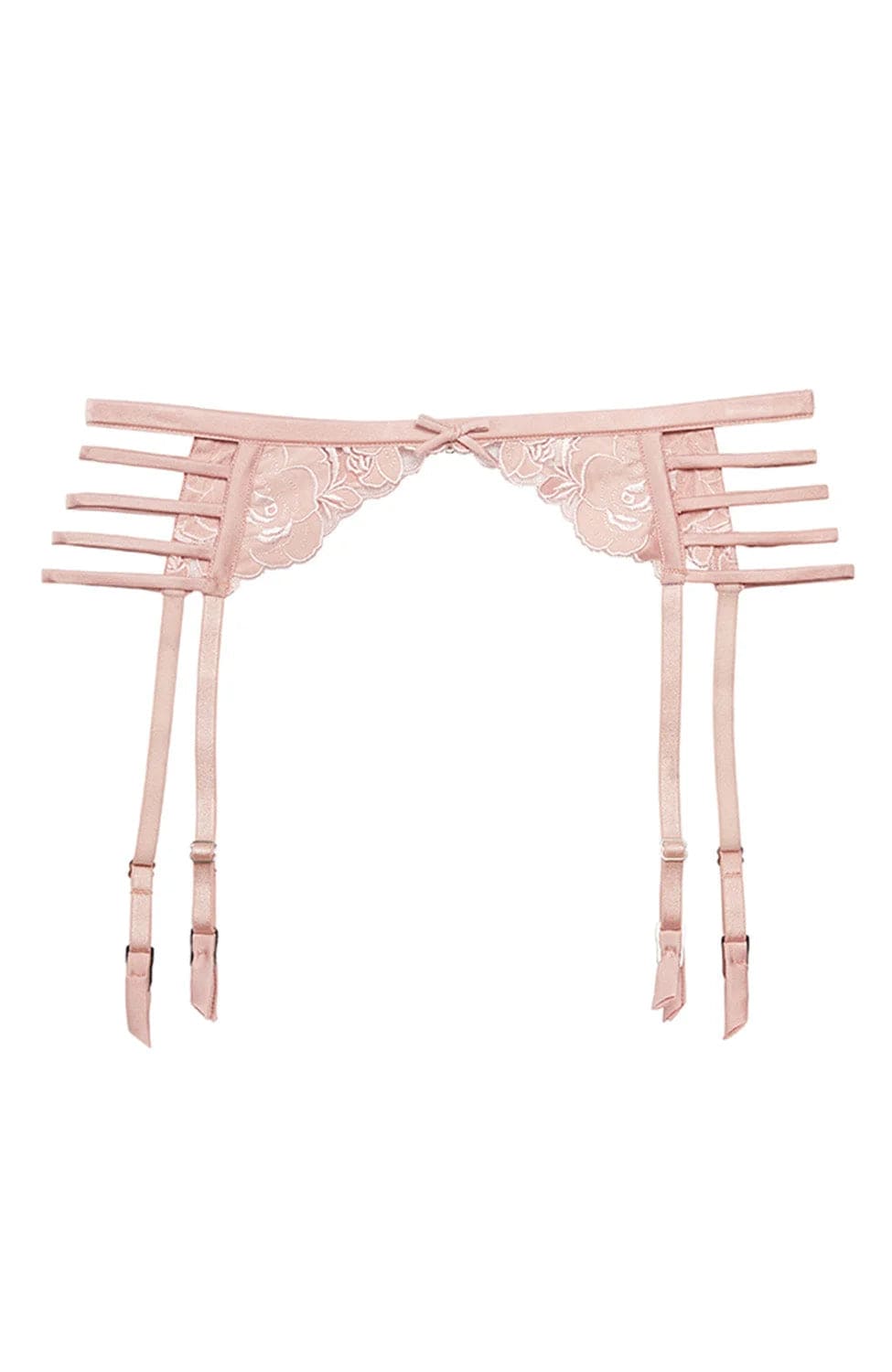Sheer Lingerie Fleur du Mal Underwear Rose Pink / 2401 / 1 Rose Logo Embroidery Garter Belt