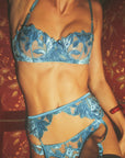 Sheer Lingerie Fleur du Mal Underwear Velvet Lily Embroidery Suspender