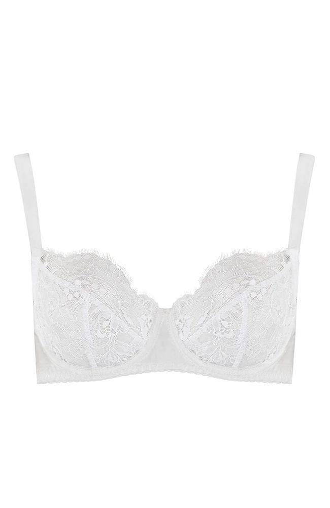 Signature White Lace Balcony Bra-Bras-Fleur of England-SHEER, SHEER, Luxury lingerie brand, Luxury lingerie Hong Kong, Designer lingerie HK, Designer lingerie online, International luxury lingerie, Luxury lingerie gift ideas, buy lingerie online, Designer lingerie global delivery, Luxury lingerie shipping to Australia, Luxury lingerie shipping to Singapore