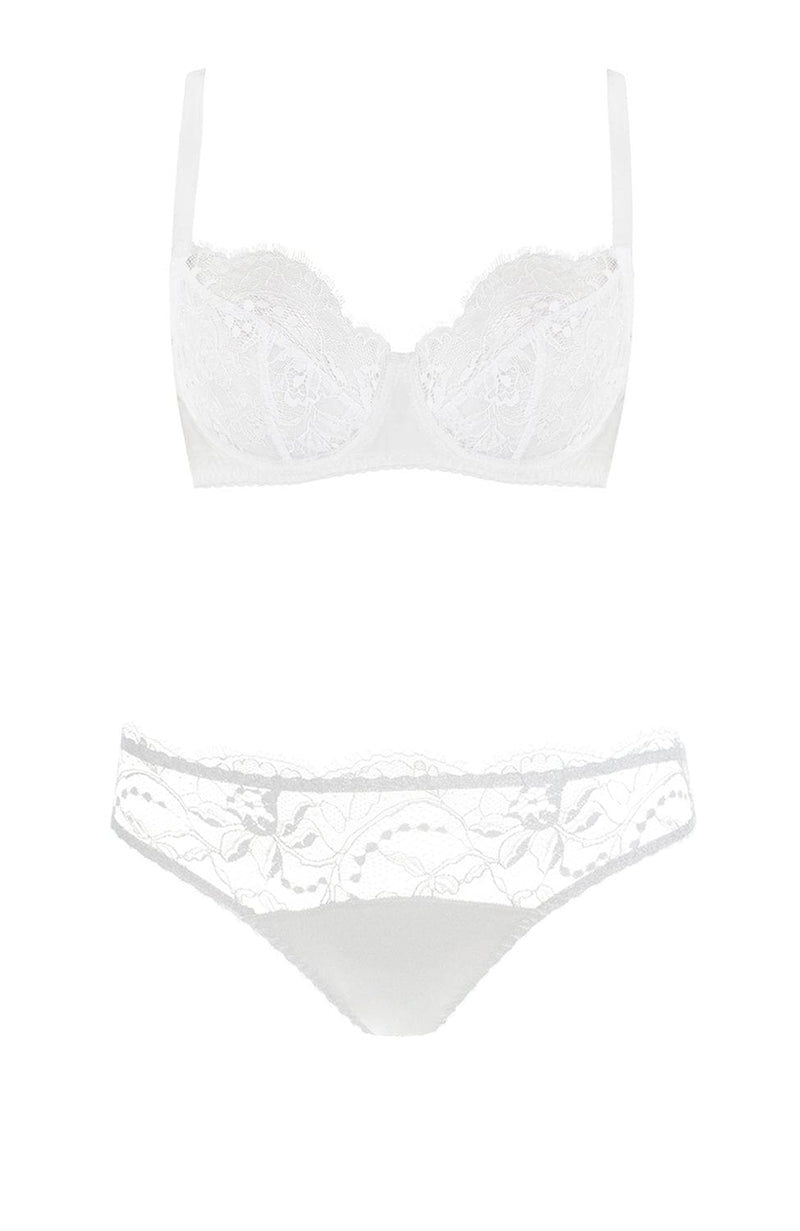 Signature White Lace Balcony Bra and Brief Set-Lingerie Sets-Fleur Of England-SHEER, SHEER, Luxury lingerie brand, Luxury lingerie Hong Kong, Designer lingerie HK, Designer lingerie online, International luxury lingerie, Luxury lingerie gift ideas, buy lingerie online, Designer lingerie global delivery, Luxury lingerie shipping to Australia, Luxury lingerie shipping to Singapore
