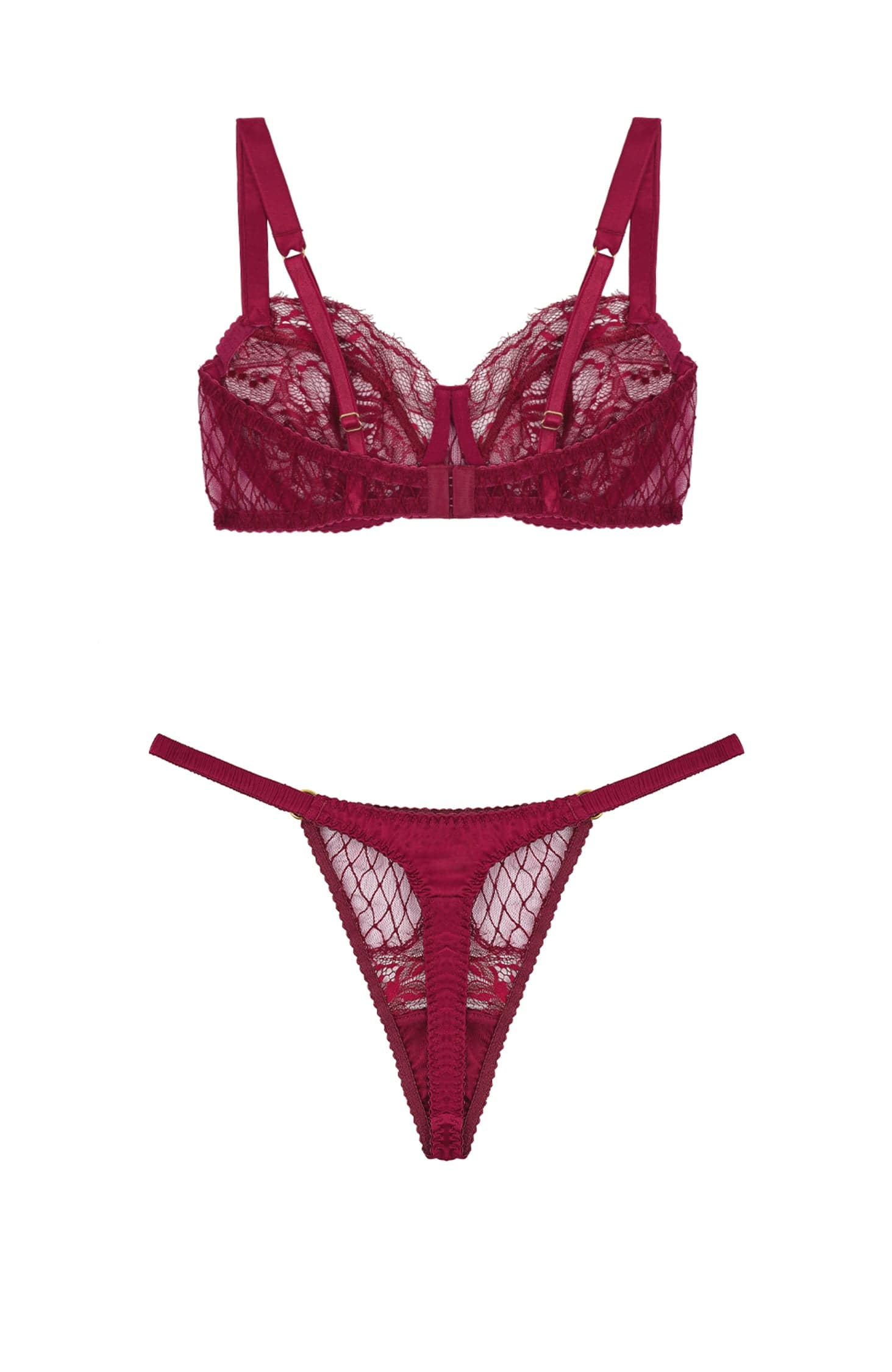 Sheer Lingerie Fleur Of England Lingerie Sets Simone Balcony Bra and Thong Set