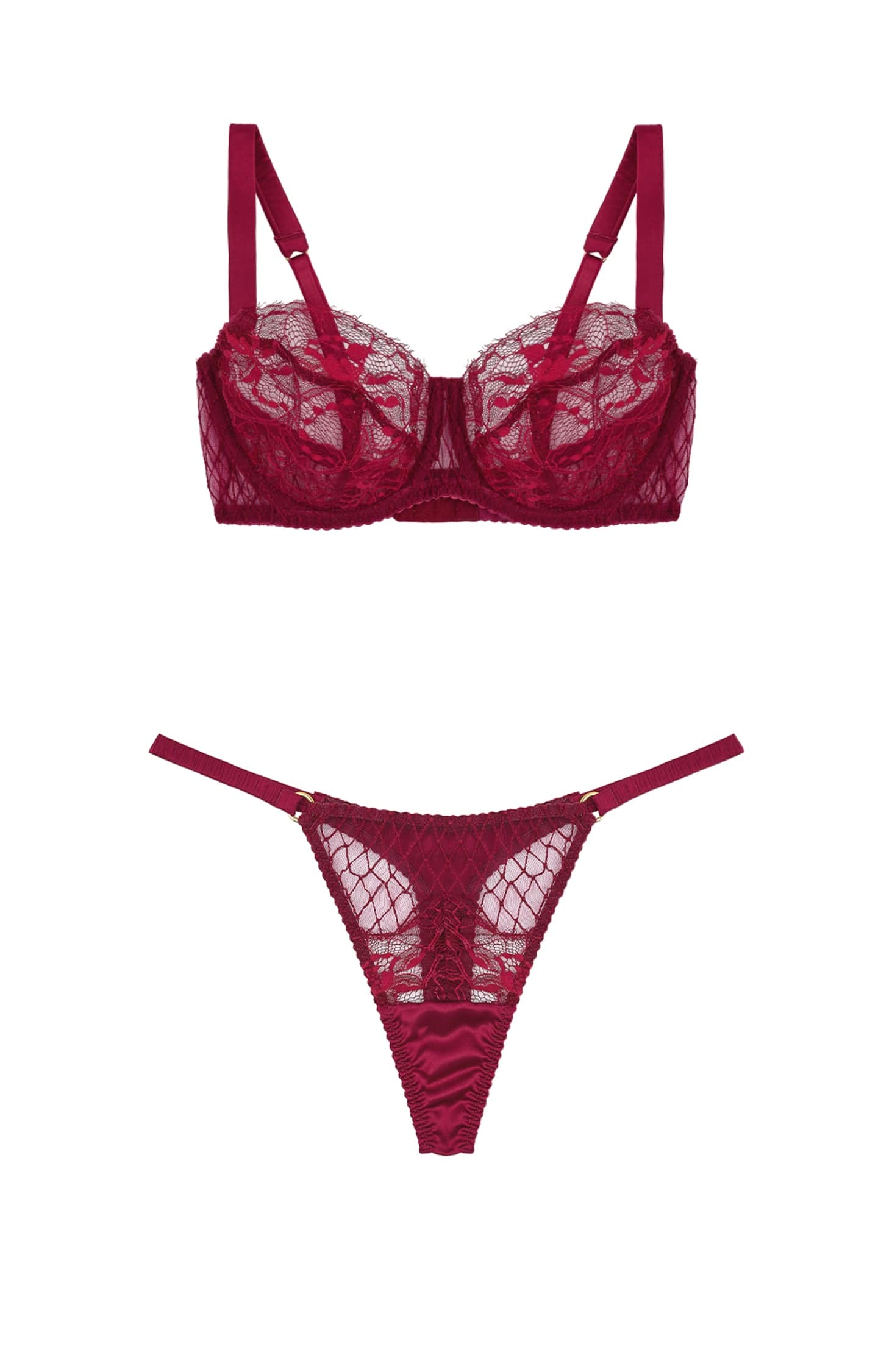 Sheer Lingerie Fleur Of England Lingerie Sets Simone Balcony Bra and Thong Set