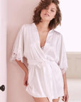 Sheer Lingerie Fleur of England Loungewear White / 1001 / O/S Signature Lace Silk Robe