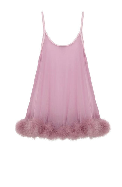 Sheer Lingerie Gilda & Pearl Loungewear Boudoir Rose / S/M Diana Silk and Marabou Feather Babydoll
