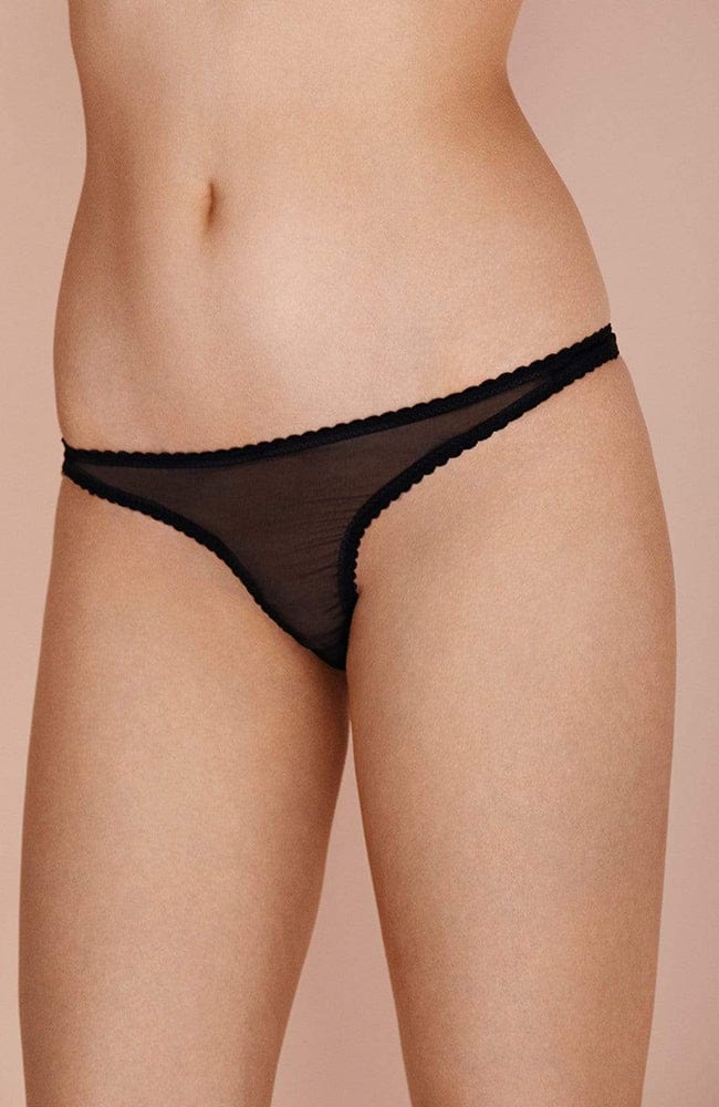 Sheer Lingerie Gilda & Pearl Underwear Diana Silk and Marabou Feather Pom Pom Thong