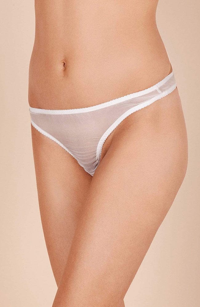 Sheer Lingerie Gilda & Pearl Underwear Diana Silk and Marabou Feather Pom Pom Thong