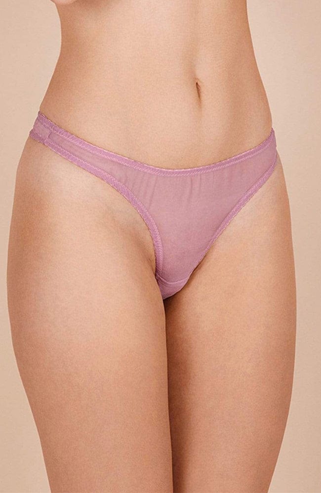 Sheer Lingerie Gilda & Pearl Underwear Diana Silk and Marabou Feather Pom Pom Thong