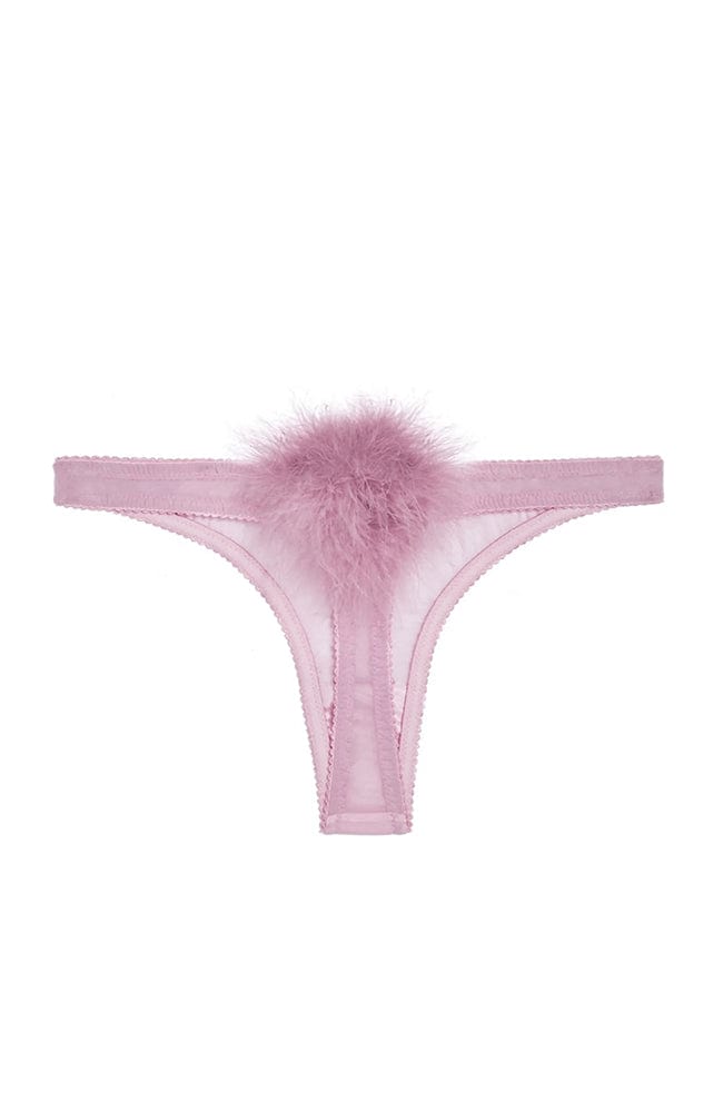 Sheer Lingerie Gilda & Pearl Underwear Boudoir Rose / S Diana Silk and Marabou Feather Pom Pom Thong