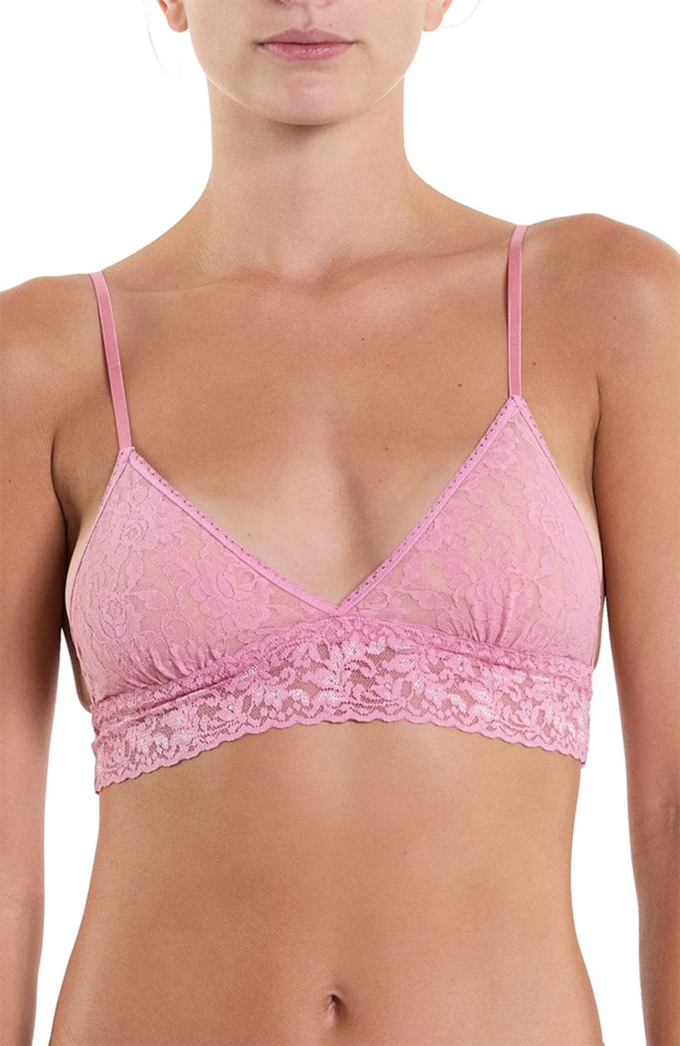 Sheer Lingerie Hanky Panky Bras Signature Lace Padded Triangle Bralette and Low Rise Thong Set