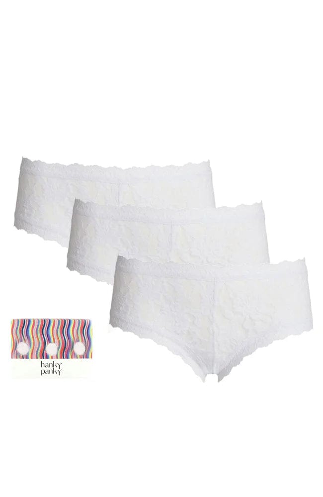 Signature Lace Boyshort 3 Pack-Underwear-Hanky Panky-SHEER, SHEER, Luxury lingerie brand, Luxury lingerie Hong Kong, Designer lingerie HK, Designer lingerie online, International luxury lingerie, Luxury lingerie gift ideas, buy lingerie online, Designer lingerie global delivery, Luxury lingerie shipping to Australia, Luxury lingerie shipping to Singapore