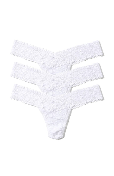 Sheer Lingerie Hanky Panky Underwear White / 1001 / O/S Signature Lace Low Rise Thong 3 Pack