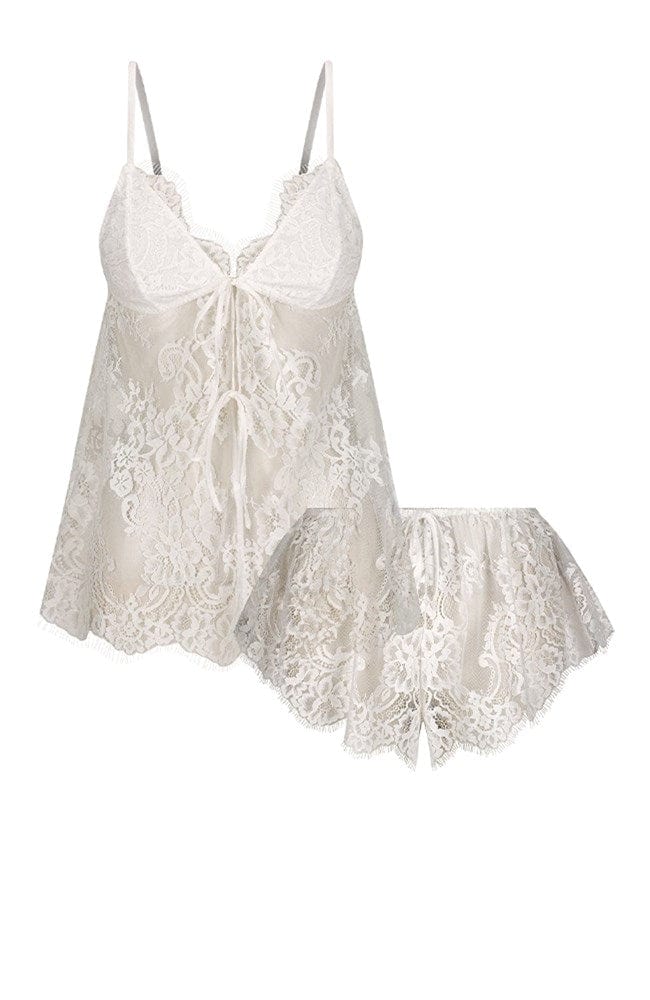 Sheer Lingerie Kat The Label Loungewear Ivory / XS Emerson Camisole and Shorts Set