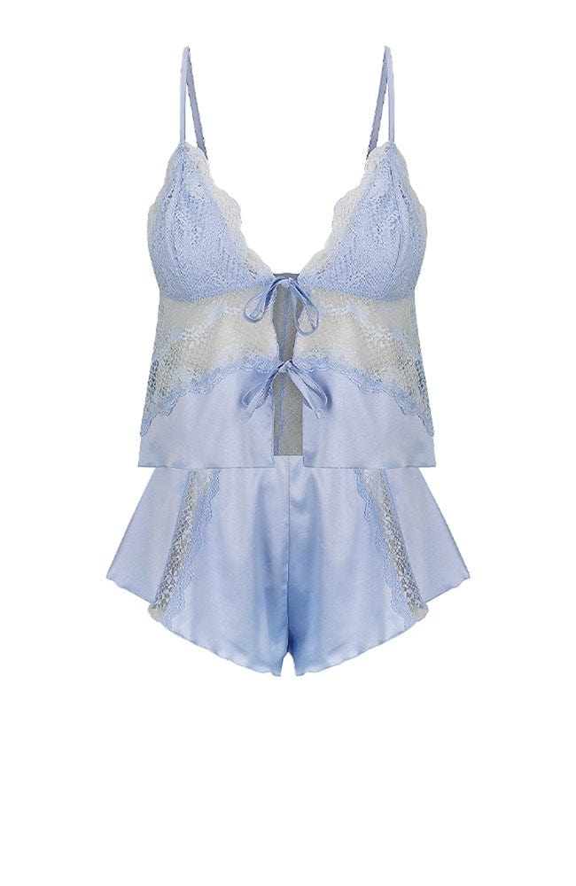 Sheer Lingerie Kat The Label Loungewear Cornflower / XS Lucille Camisole and Shorts Set