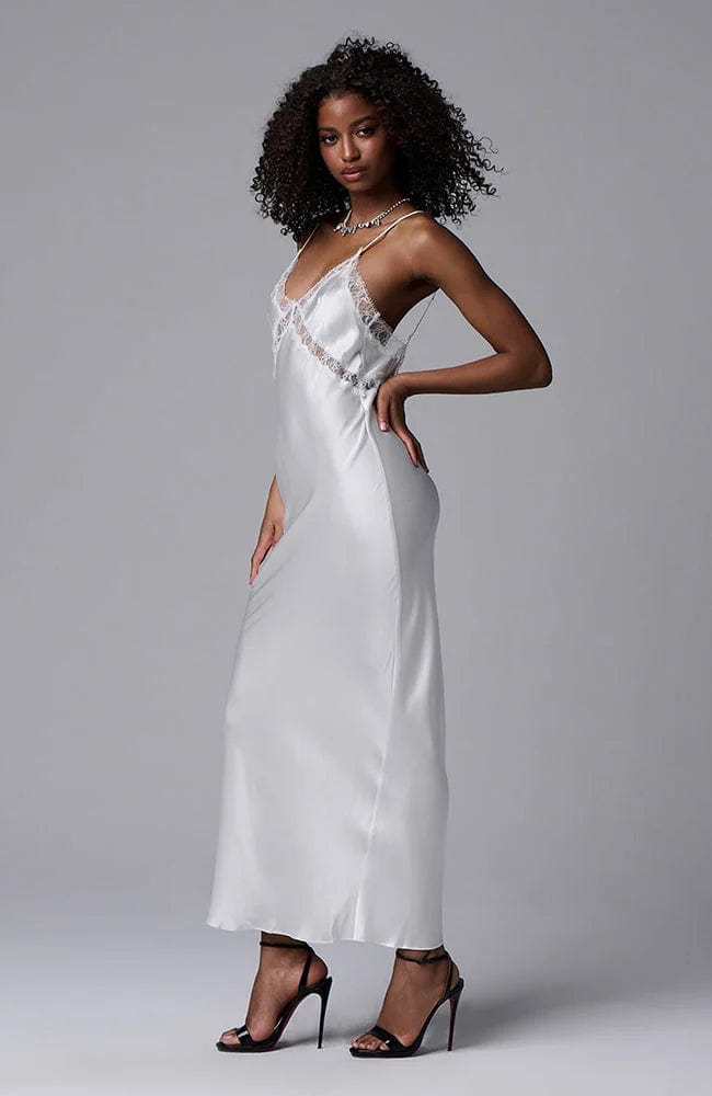 Sheer Lingerie Kiki de Montparnasse Loungewear Lace Inset Long Slip Dress