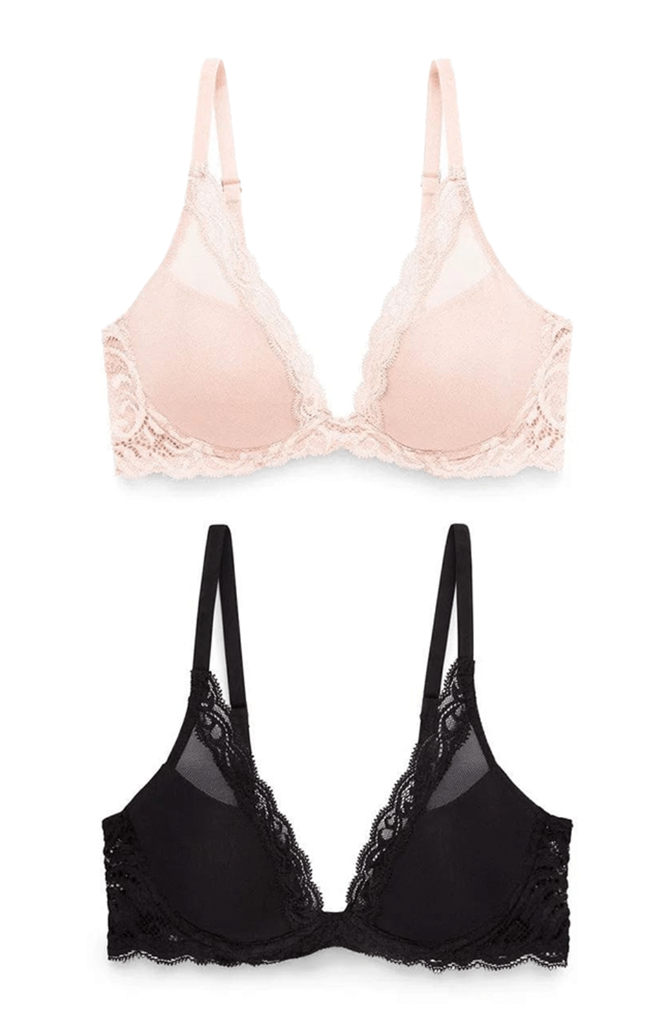 Sheer Lingerie Natori Bras Feathers Contour Plunge Bra Bundle Set