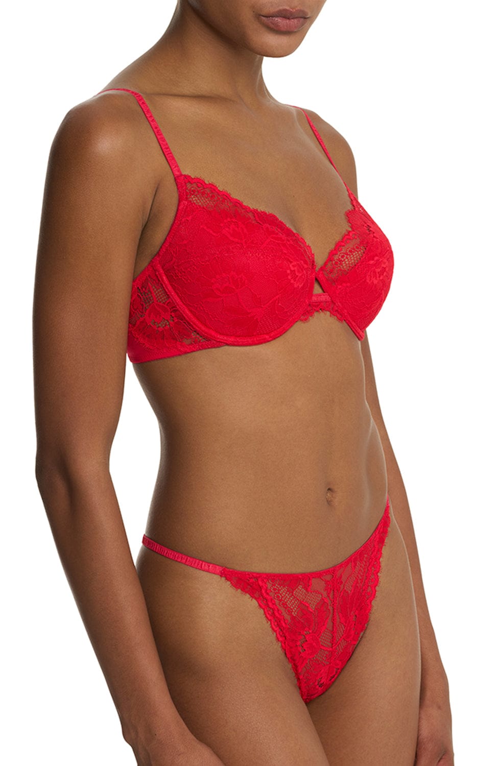 Sheer Lingerie Natori Lingerie Sets Fleur Lightly Lined Underwire Bra and Thong Set