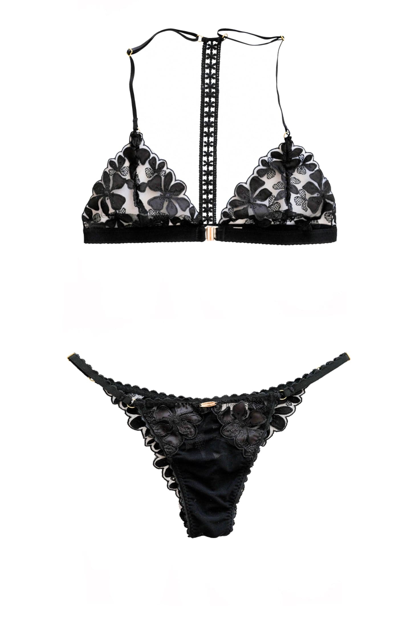 Sheer Lingerie Nette Rose Lingerie Sets XS / XS Brynn Decor Back Bralette and BIkini Set