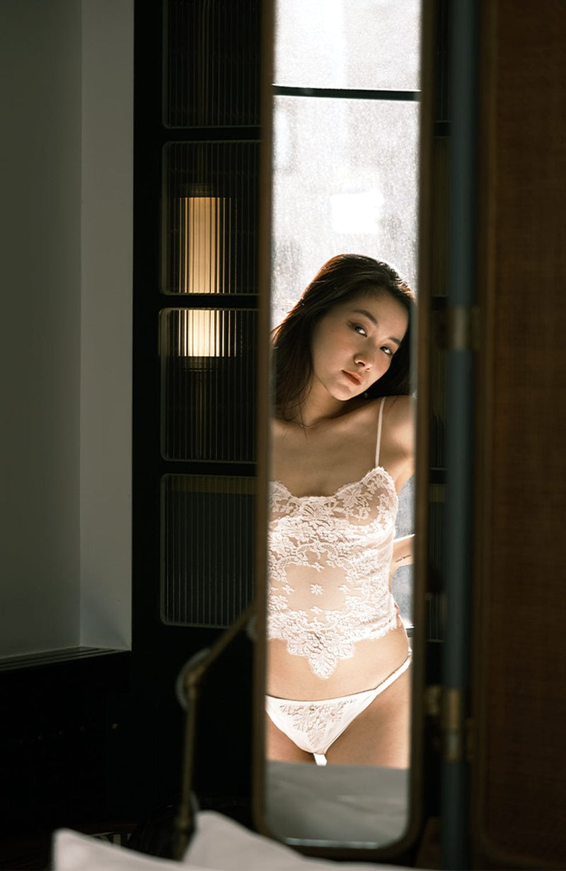 Anais Camisole and Brief Set-Lingerie Sets-Shell Belle Couture-SHEER, SHEER, Luxury lingerie brand, Luxury lingerie Hong Kong, Designer lingerie HK, Designer lingerie online, International luxury lingerie, Luxury lingerie gift ideas, buy lingerie online, Designer lingerie global delivery, Luxury lingerie shipping to Australia, Luxury lingerie shipping to Singapore