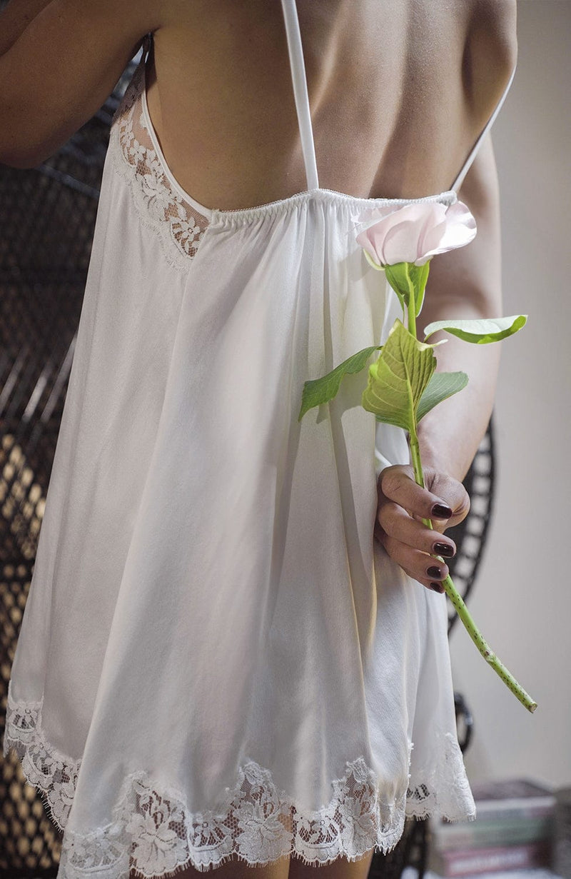 Florrie Silk Chemise-Loungewear-Shell Belle Couture-SHEER, SHEER, Luxury lingerie brand, Luxury lingerie Hong Kong, Designer lingerie HK, Designer lingerie online, International luxury lingerie, Luxury lingerie gift ideas, buy lingerie online, Designer lingerie global delivery, Luxury lingerie shipping to Australia, Luxury lingerie shipping to Singapore