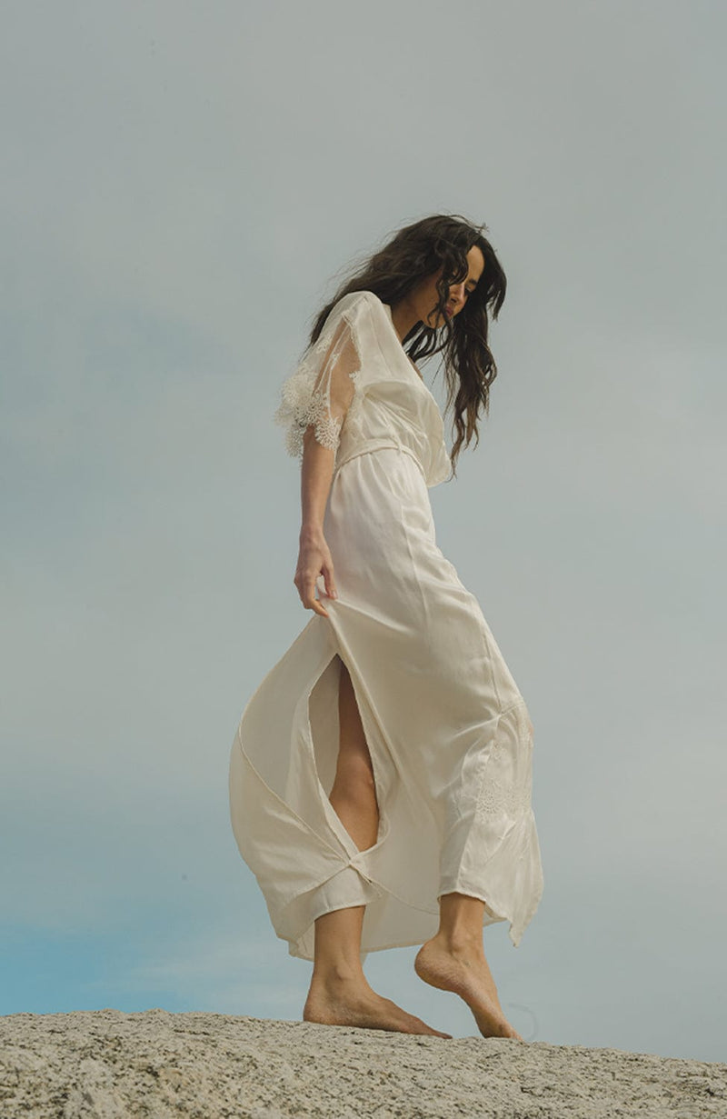Voyage Long Kimono Robe-Loungewear-Shell Belle Couture-SHEER, SHEER, Luxury lingerie brand, Luxury lingerie Hong Kong, Designer lingerie HK, Designer lingerie online, International luxury lingerie, Luxury lingerie gift ideas, buy lingerie online, Designer lingerie global delivery, Luxury lingerie shipping to Australia, Luxury lingerie shipping to Singapore