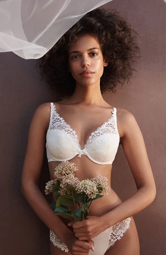 Sheer Lingerie Simone Perele Bras Natural / 34E/DD Wish Plunging Push Up Bra