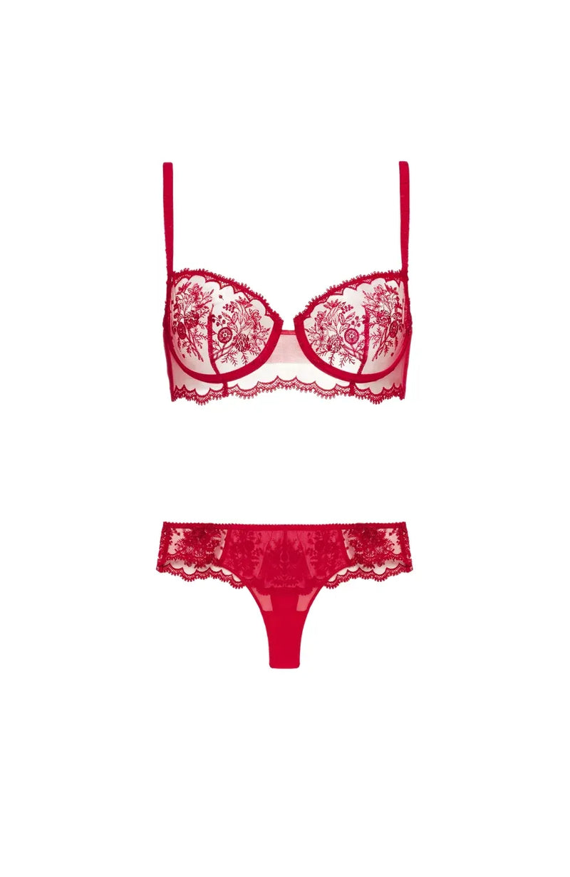 Sheer Lingerie Simone Perele Lingerie Sets Intrigue Half Cup Bra and Tanga Set