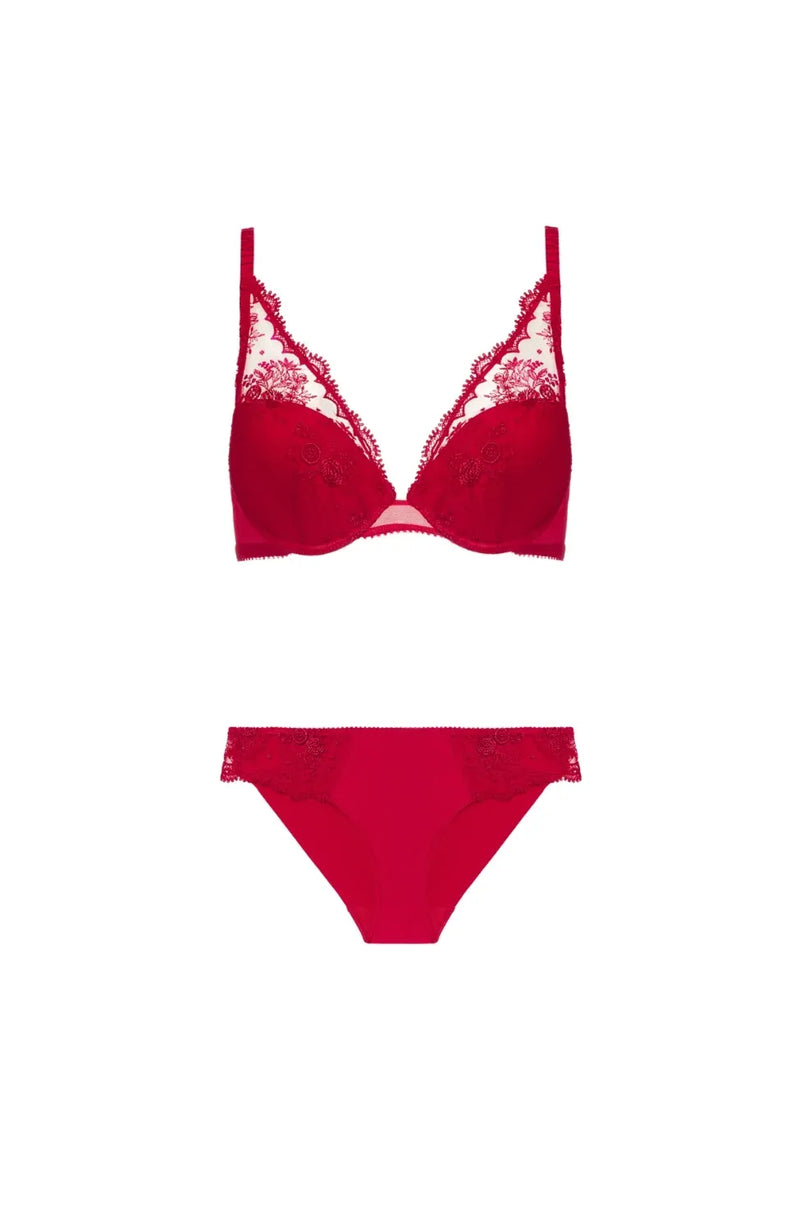 Sheer Lingerie Simone Perele Lingerie Sets Intrigue Plunge Push Up Bra and Brief Set