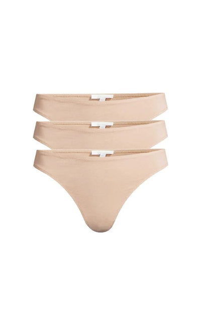 Sheer Lingerie Skin Underwear Macadamia / 9001 / XS Genny Organic Pima Cotton Thong 3 Pack