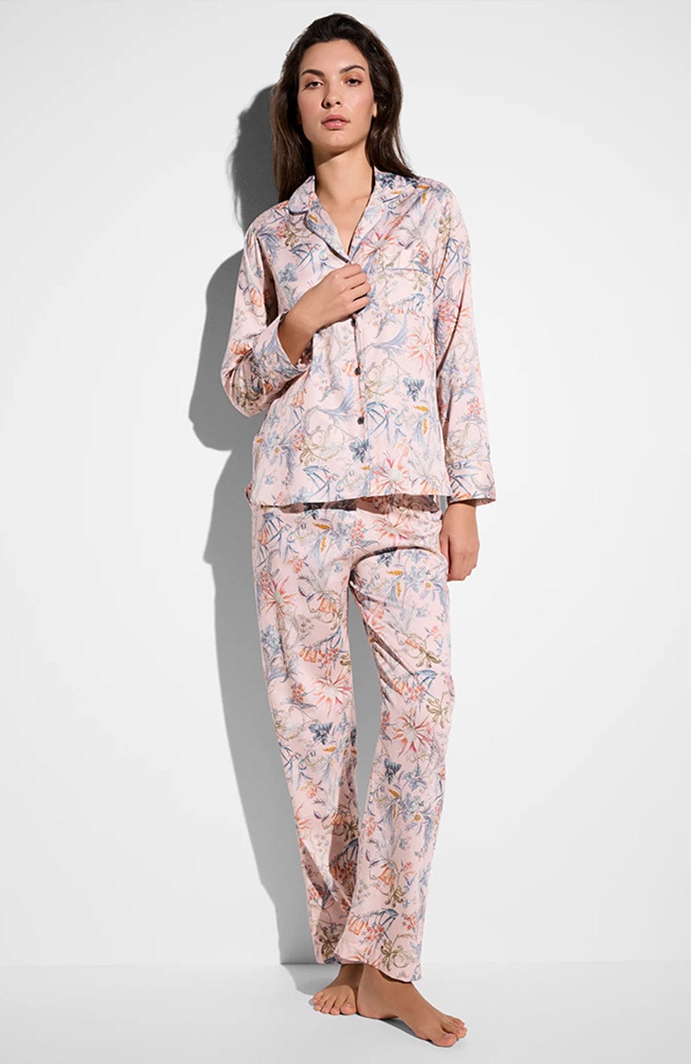 Sheer Lingerie Zimmerli Loungewear Cotton Print Long Pyjama Set