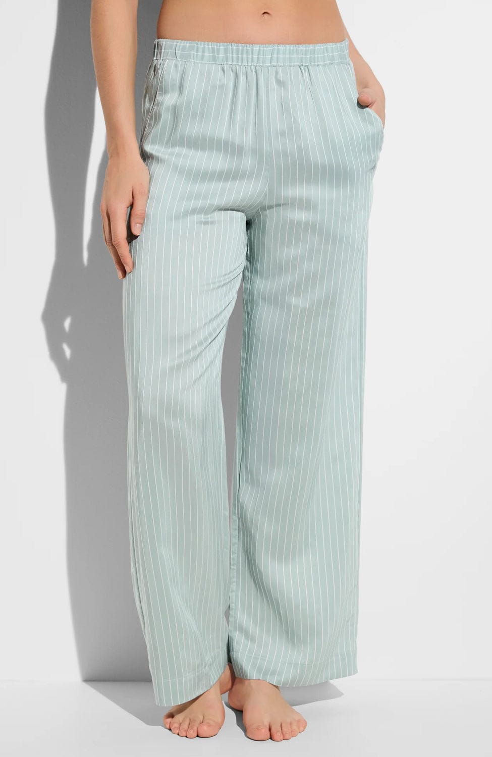 Sheer Lingerie Zimmerli Loungewear Feminine Stripes Long Pajamas Set