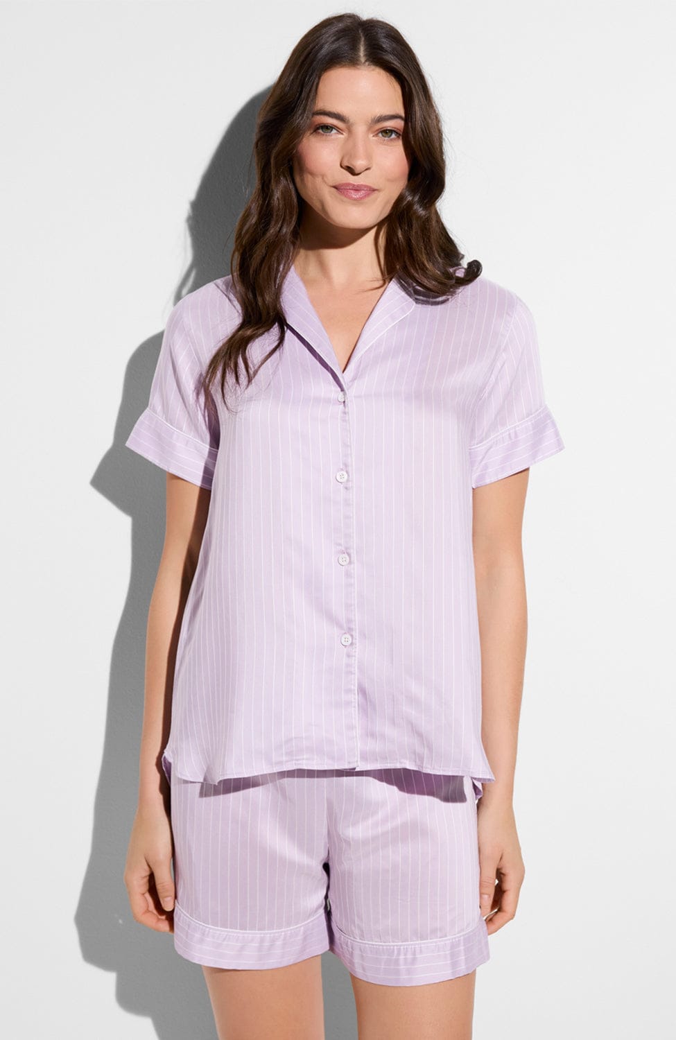 Sheer Lingerie Zimmerli Loungewear Feminine Stripes Short Pajamas Set