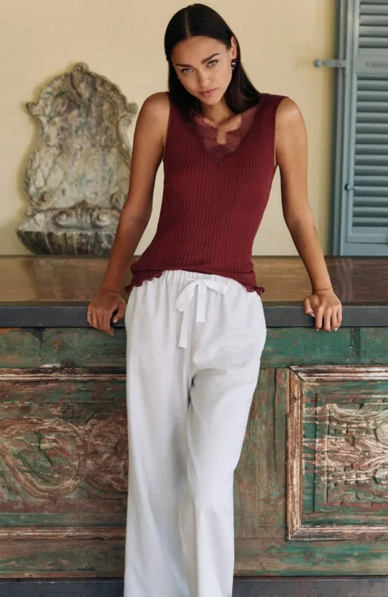 Sheer Lingerie Zimmerli Loungewear Richelieu Cotton Lace Top