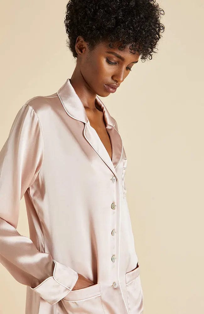 Sheer Lingerie Olivia von Halle Loungewear Coco Oyster Ivory Silk Pajama Set